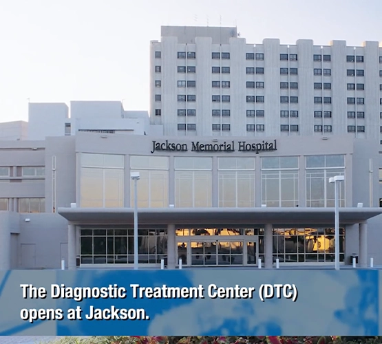 Photo of a white Jackson Health building