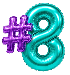 The number 8 in balloon style