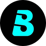 A blue and black icon for Boomplay