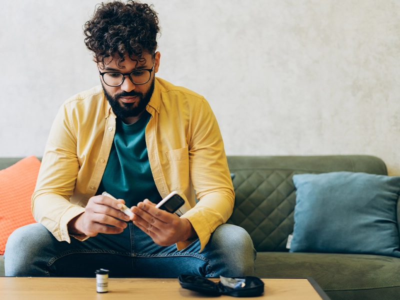 Man sitting on his living room