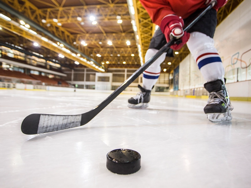 close-up of person playing hockey