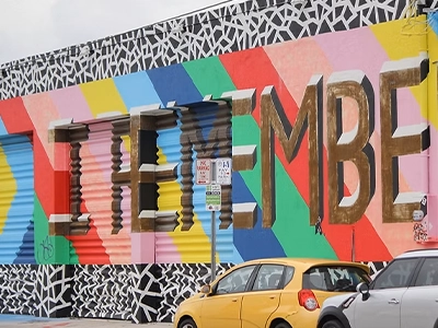 wall painted with different colors and shapes
