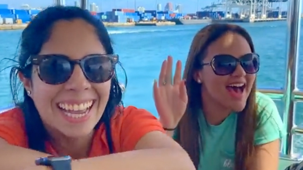 Selfie of two women from a boat