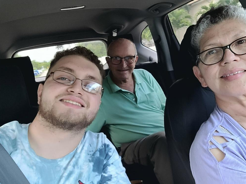 Family selfie in the car