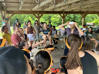large group of people playing