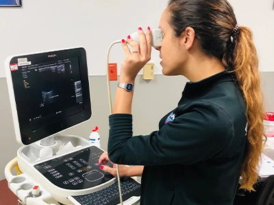 doctor reviewing ultrasound