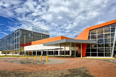 An external image of a building that reads Jackson South