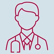 An outline of a male physician