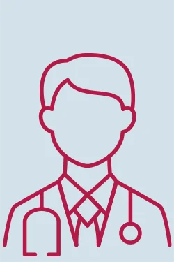 An outline of a male physician