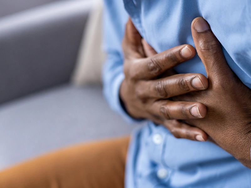 close-ups of hands squeezing her chest