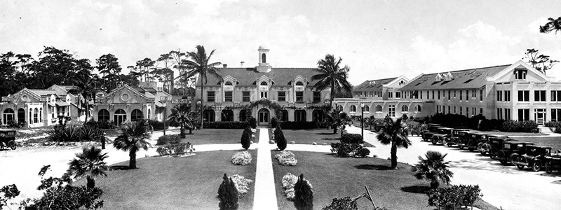 Black and white image of an old Jackson building