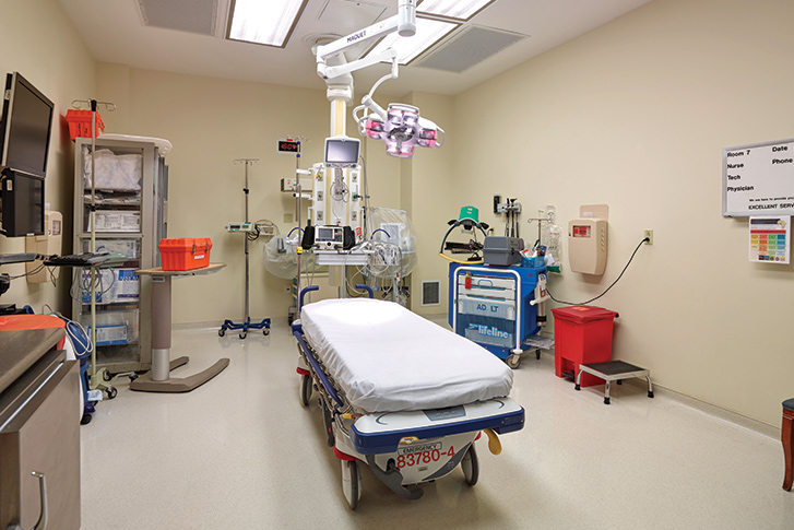The inside of an emergency room