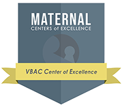 A seal that reads Maternal Centers of Excellence VBAC Center of Excellence