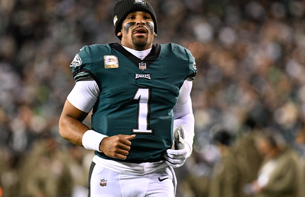 Photograph of Jalen Hurts during a game