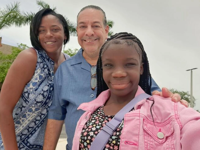 Selfie of man, woman and girl