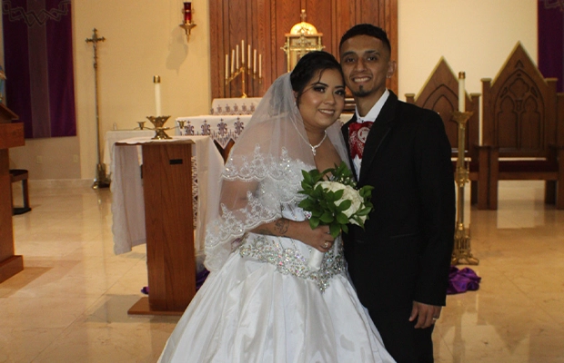 Photograph of a couple on their wedding day