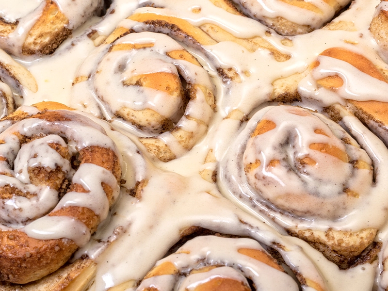 close-up of cinnamon rolls