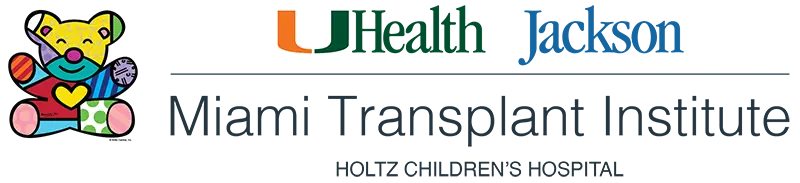 Logo that reads UHealth Jackson Miami Transplant Institute Holtz Children's Hospital