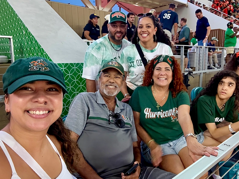 family photo in a stadium