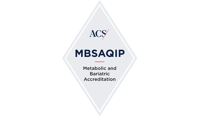 Seal that reads ACS MBSAQIP Metabolic and Bariatric Accreditation