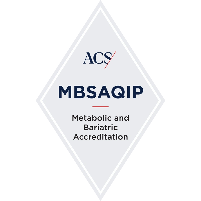 Seal that reads ACS MBSAQIP Metabolic and Bariatric Accreditation