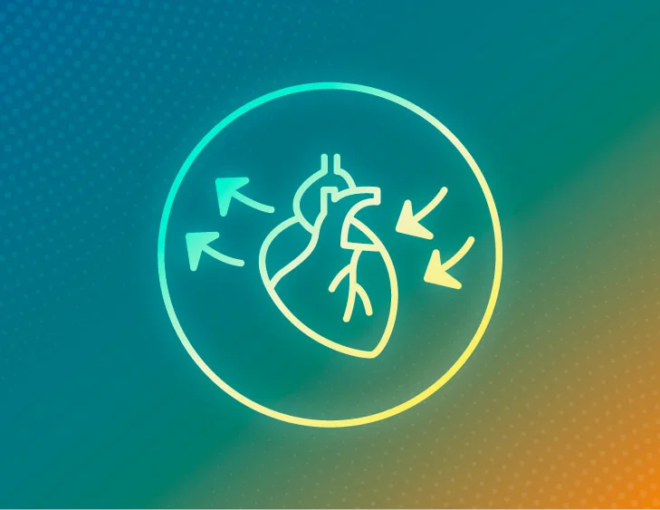 Icon of a heart with arrows pointing at it