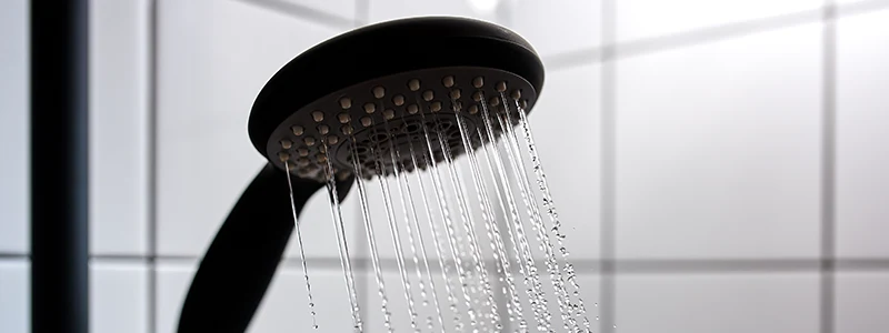 A closeup of a shower
