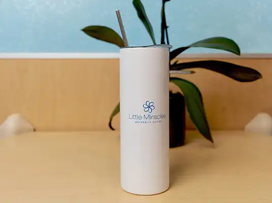 Close up of a white drinking bottle