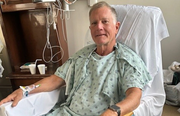 A person in a hospital bed