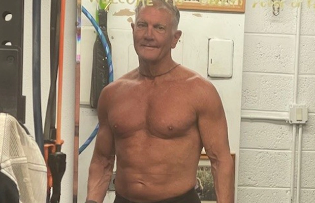A person with no shirt