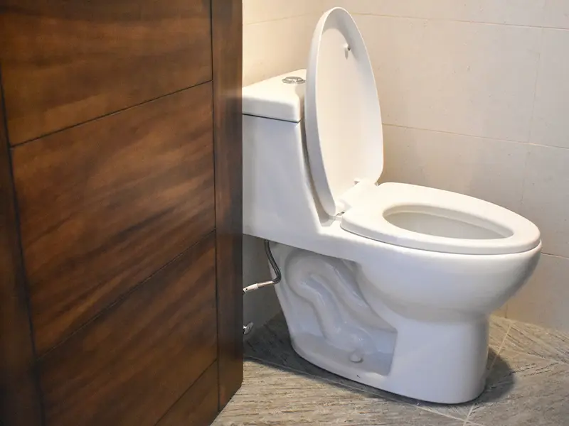 photograph of a white toilet