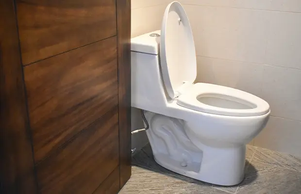 photograph of a white toilet