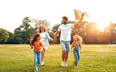 A family playing and enjoying in the park