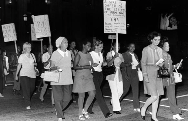 Black and white photo of demonstrations