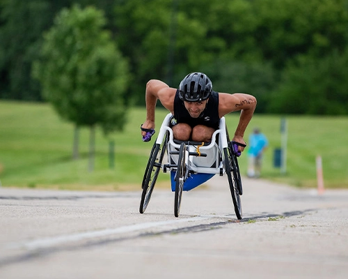 man in wheelchair competing