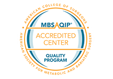 Seal that reads American College of Surgeons, MBSAQIP Accredited Center Quality Program