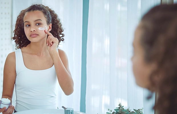 woman getting skin care