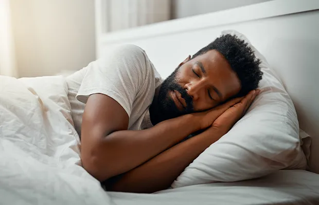 close-up of a bearded man sleeping