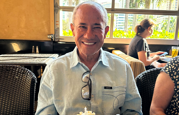 senior man smiling at camera