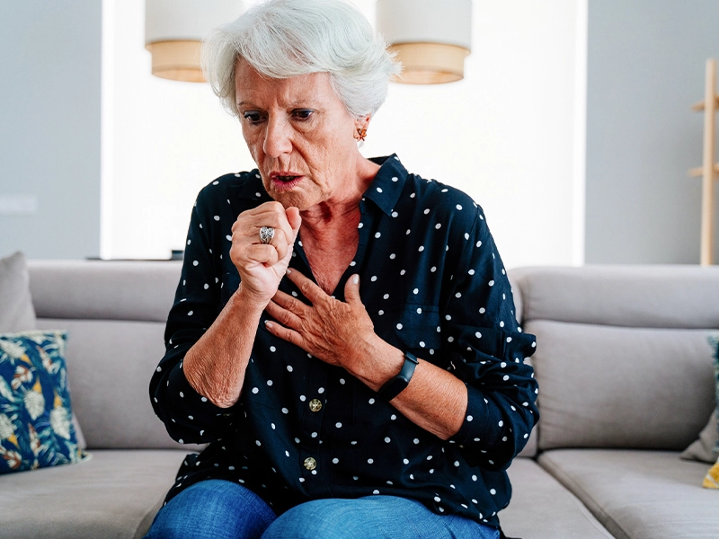 Senior woman touching