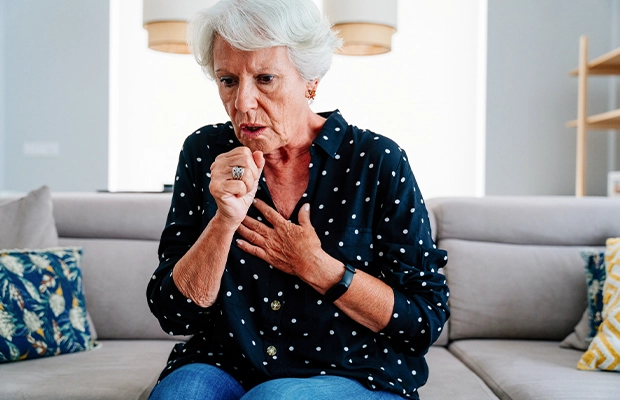 Senior woman touching