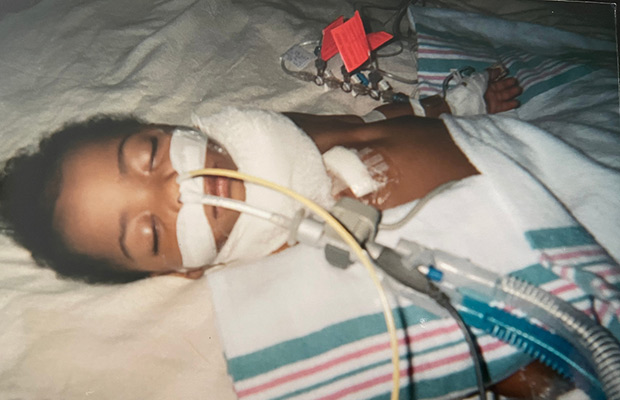 little girl in hospital bed