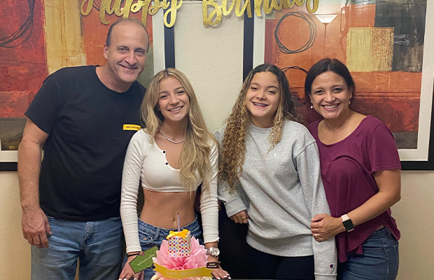 family photo at birthday celebration