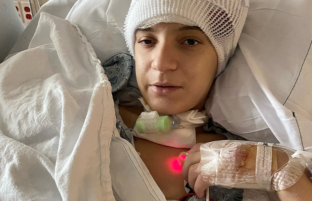 bandaged woman in hospital