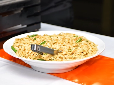close-up of a plate of pasta