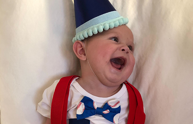 Close up of baby smiling