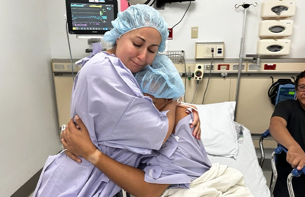 brothers hugging at the hospital