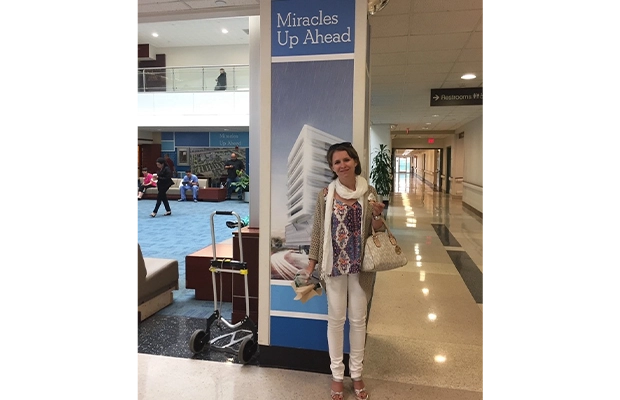 woman posing in hospital