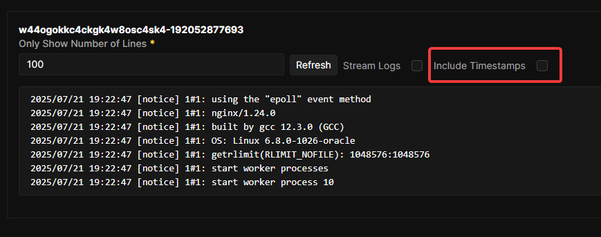 logs image with timestamp included