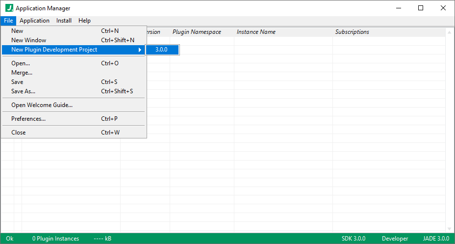jade devkit new plugin development project menu